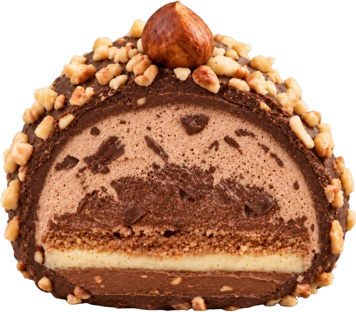 Mochi Chocolat coupé en deux : ses couches