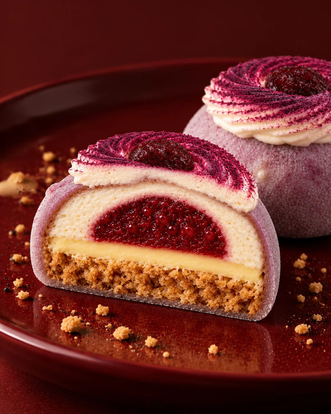 Fruits rouges, coupé en deux